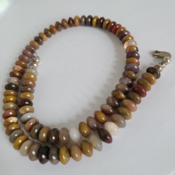 Vintage Boho Lagenlook Brown Tan Quartz Beaded Natural Gemstone Strand Necklace - Picture 8 of 8